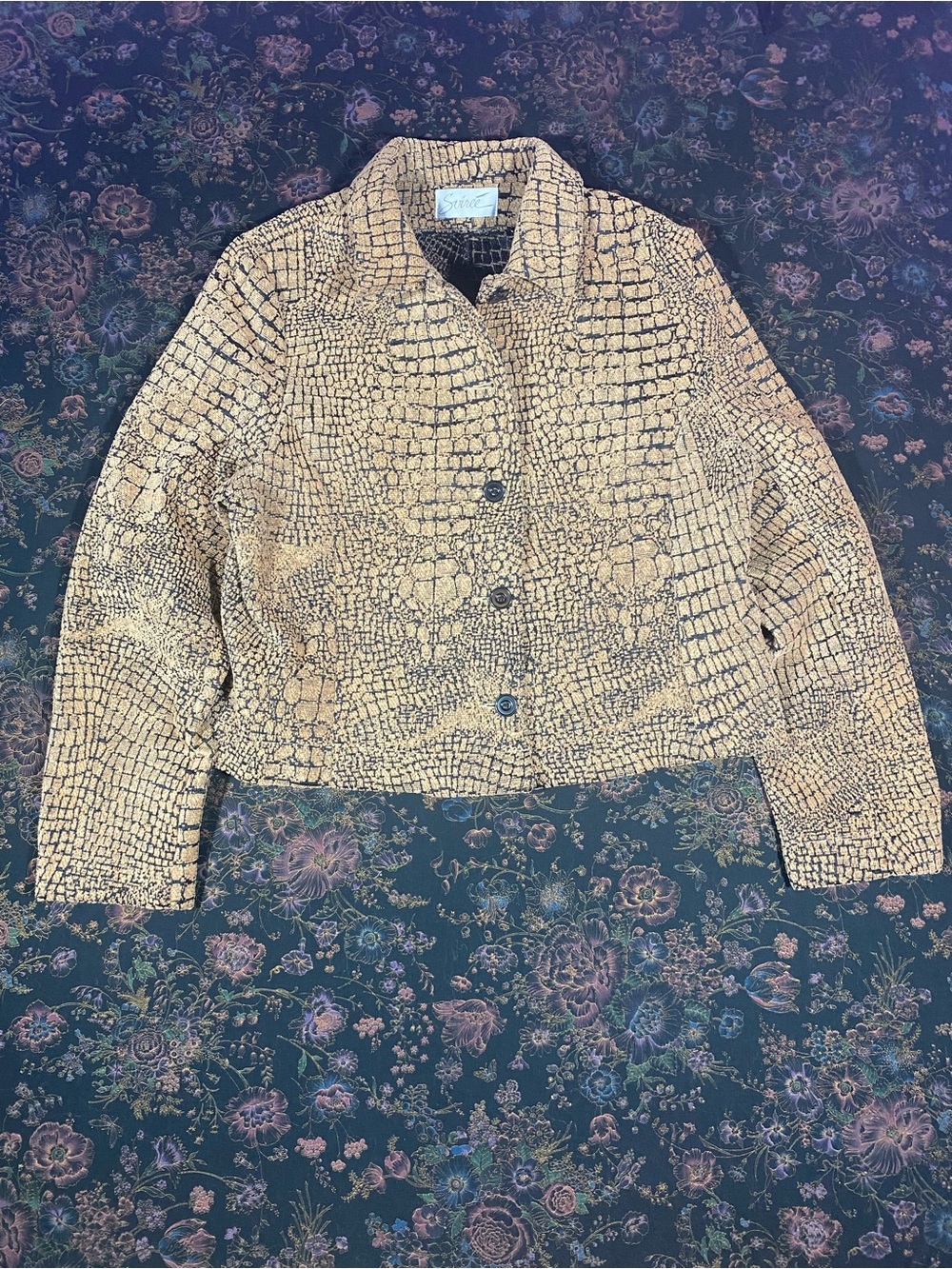 Vintage Soirée Women's Alligator Print Upholstery Jacket Size Large